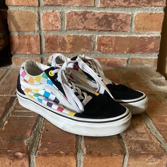 Vans Old Skool Rainbow Checkerboard Sneakers - Picture 1 of 8